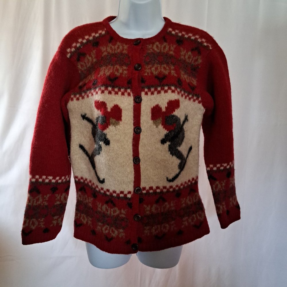 GAM 100% WOOL SUBLIME vintage QUALITY cardigan sweater top SKI Sz Med  REAL GEM